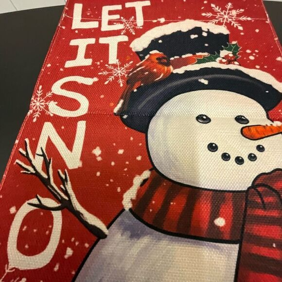 NWOT Double Sided Winter Let it Snow Holiday Flag Decor Christmas Red - Picture 4 of 7
